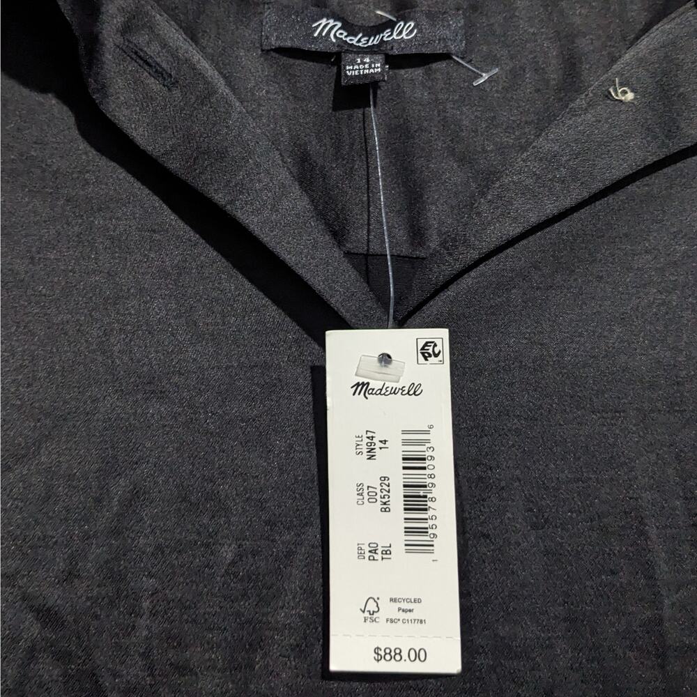 NWT Madewell Satin Darted Button-Up Shirt True Black Women's Size 14 #NN947 - Picture 8 of 13